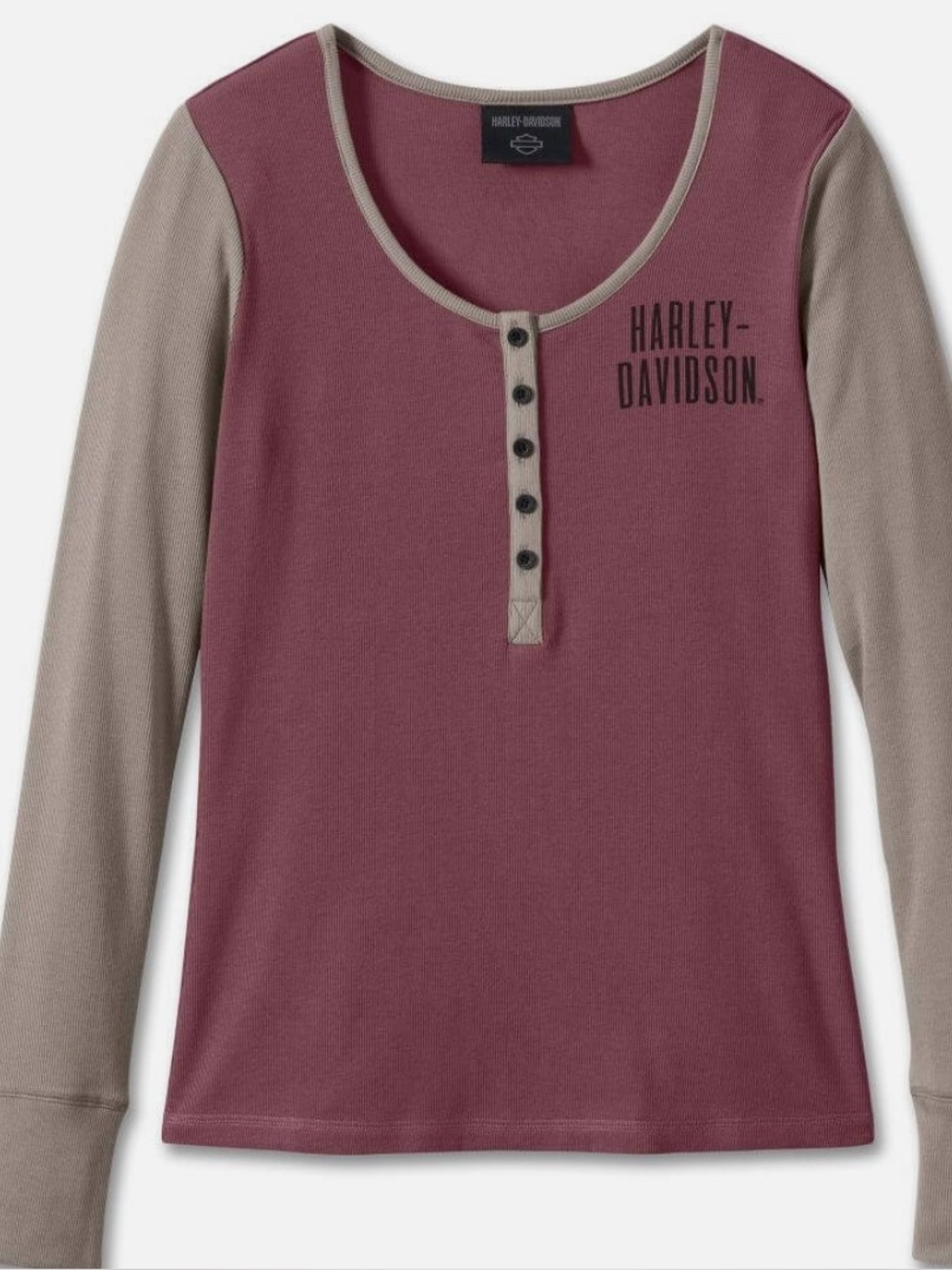 Harley-Davidson Women's Bar & Shield Timeless Henley Berry 96142-24VW